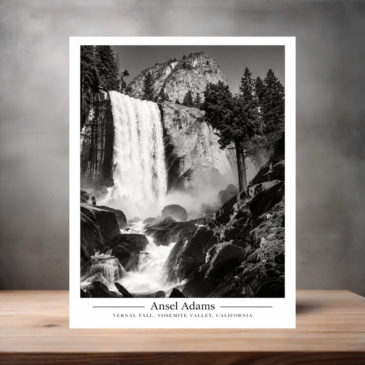 Ansel Adams 8.5" x 11" art print set of 2, glossy and matte. Vernal Fall