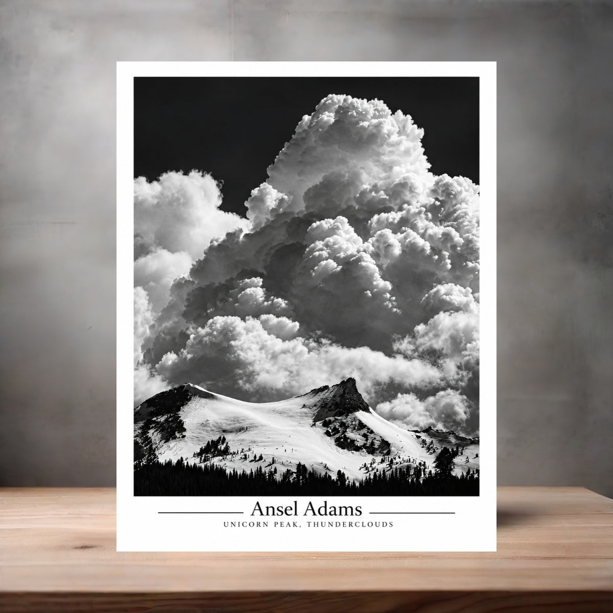 Ansel Adams 8.5" x 11" art print set of 2, glossy and matte. Unicorn Peak, Thunderclouds
