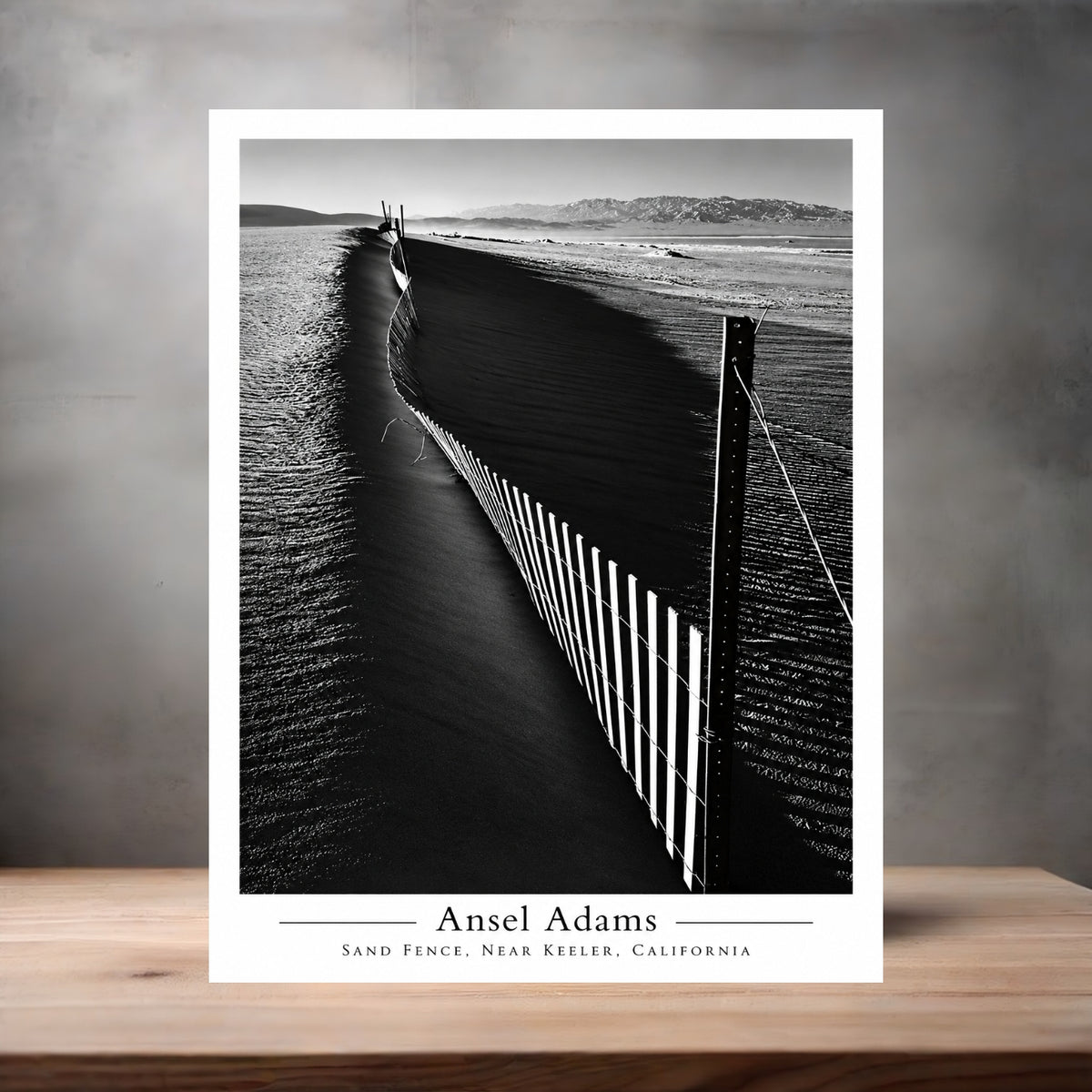 Ansel Adams 8.5" x 11" art print set of 2, glossy and matte. Sand Fence, Near Keeler, California