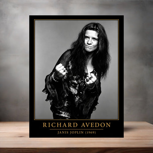 Richard Avedon 8.5" x 11" art print set of 2, glossy and matte. Janis Joplin