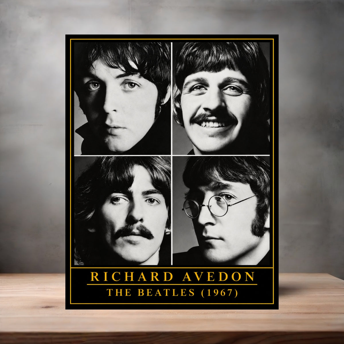 Richard Avedon 8.5" x 11" art print set of 2, glossy and matte. The Beatles black and white