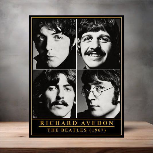 Richard Avedon 8.5" x 11" art print set of 2, glossy and matte. The Beatles black and white