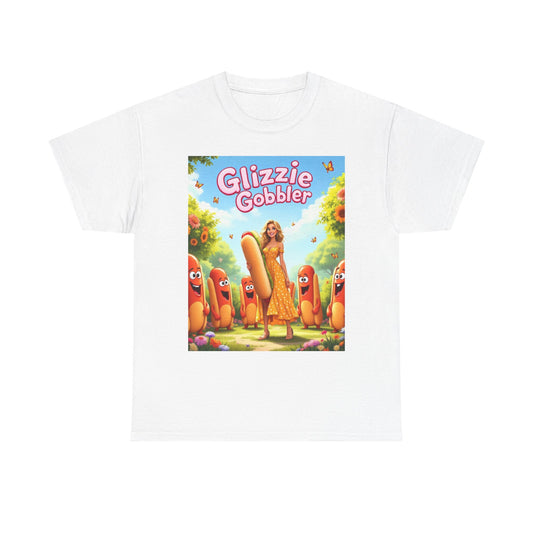 Glizzie Gobbler Unisex Cotton Tee, Fun Foodie Shirt, Summer Vibes Tee, Quirky