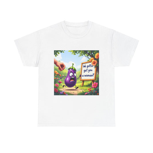 Funny Eggplant Tee - Unisex Heavy Cotton T-Shirt, Humorous Gift, Casual Wear,