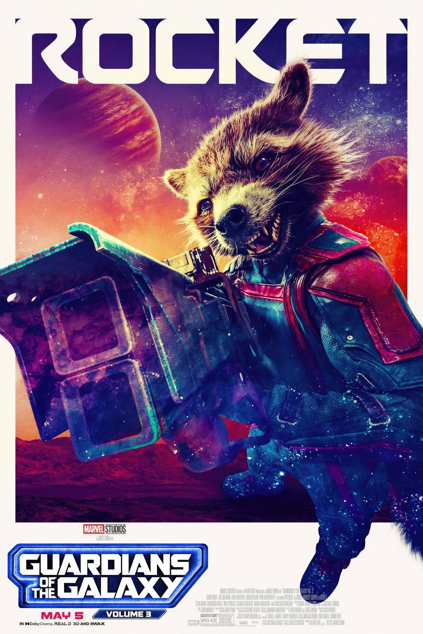 Marvel movie poster with multiple size and finish options. Guardians of the Galaxy vol. 3 Rocket