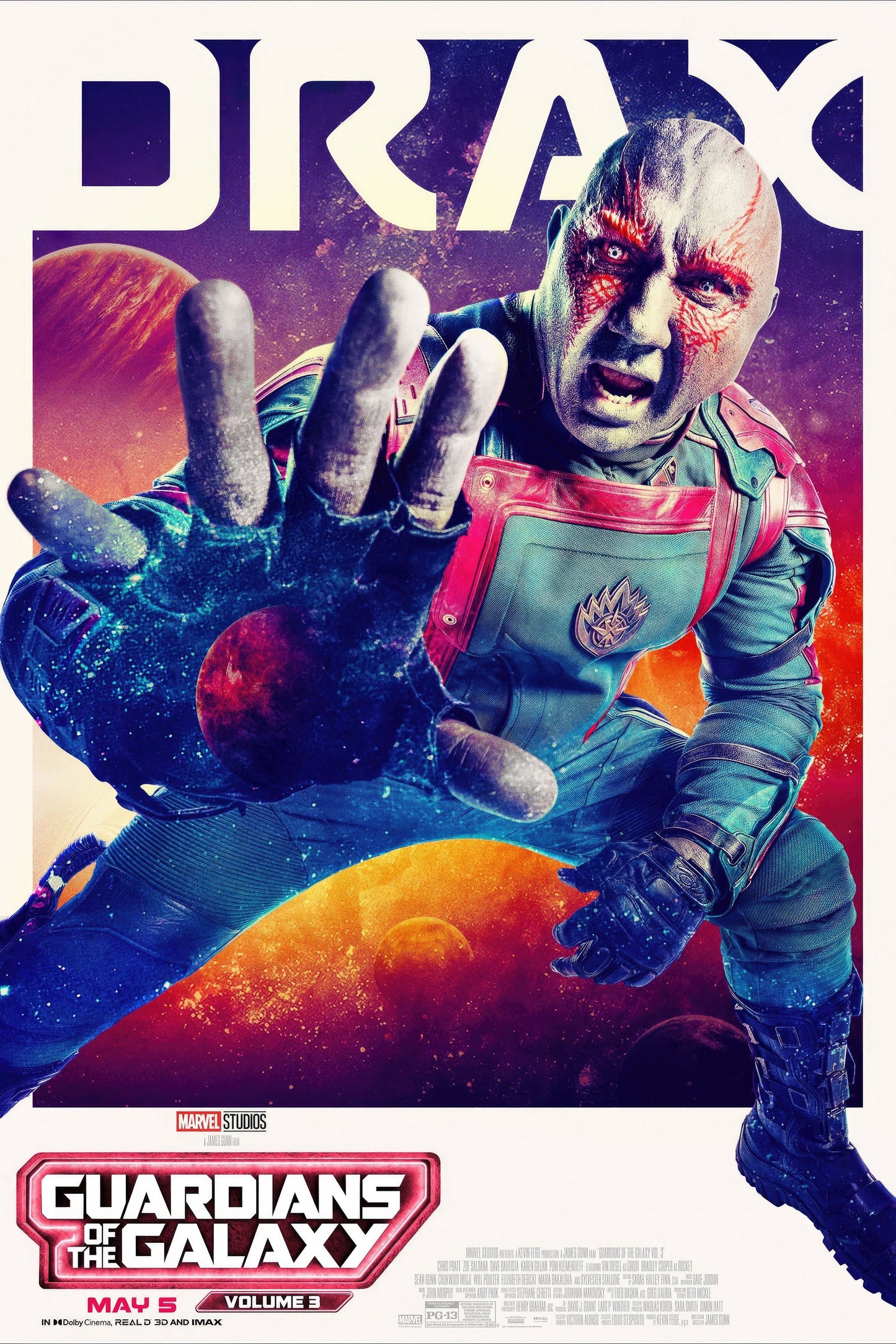 Marvel movie poster with multiple size and finish options. Guardians of the Galaxy vol 3 Drax
