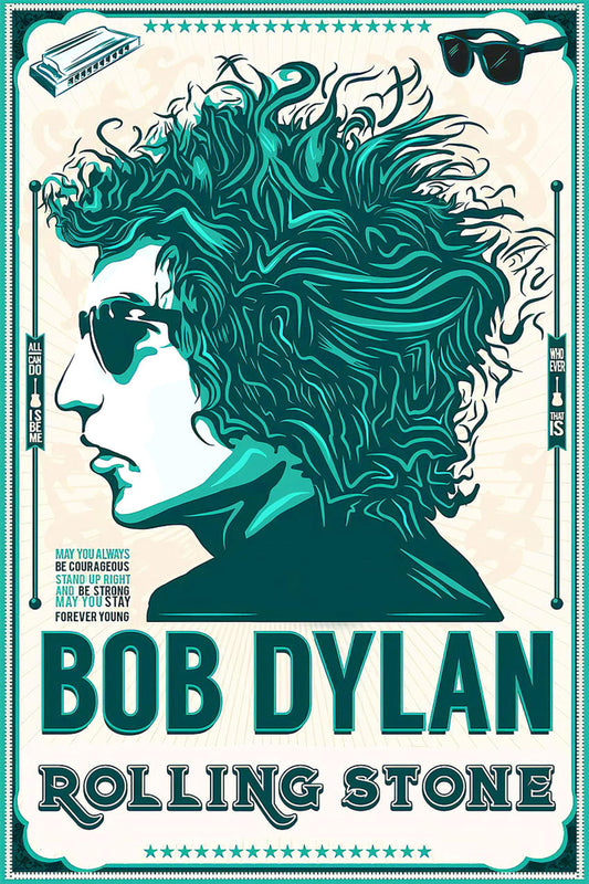 Concert poster with multiple size and finish options. Bob Dylan Rolling Stone
