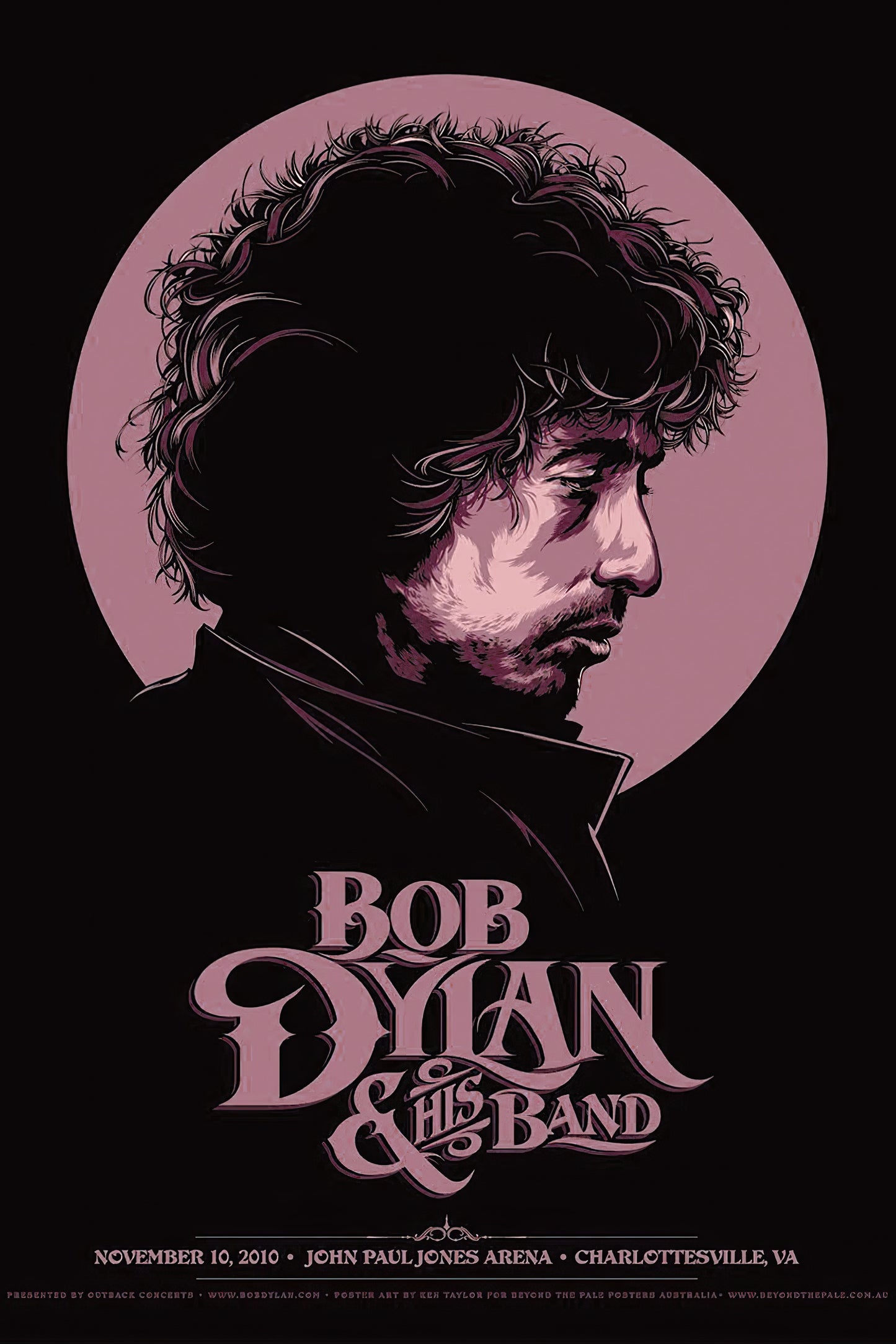 Concert poster with multiple size and finish options. Bob Dylan and his Band