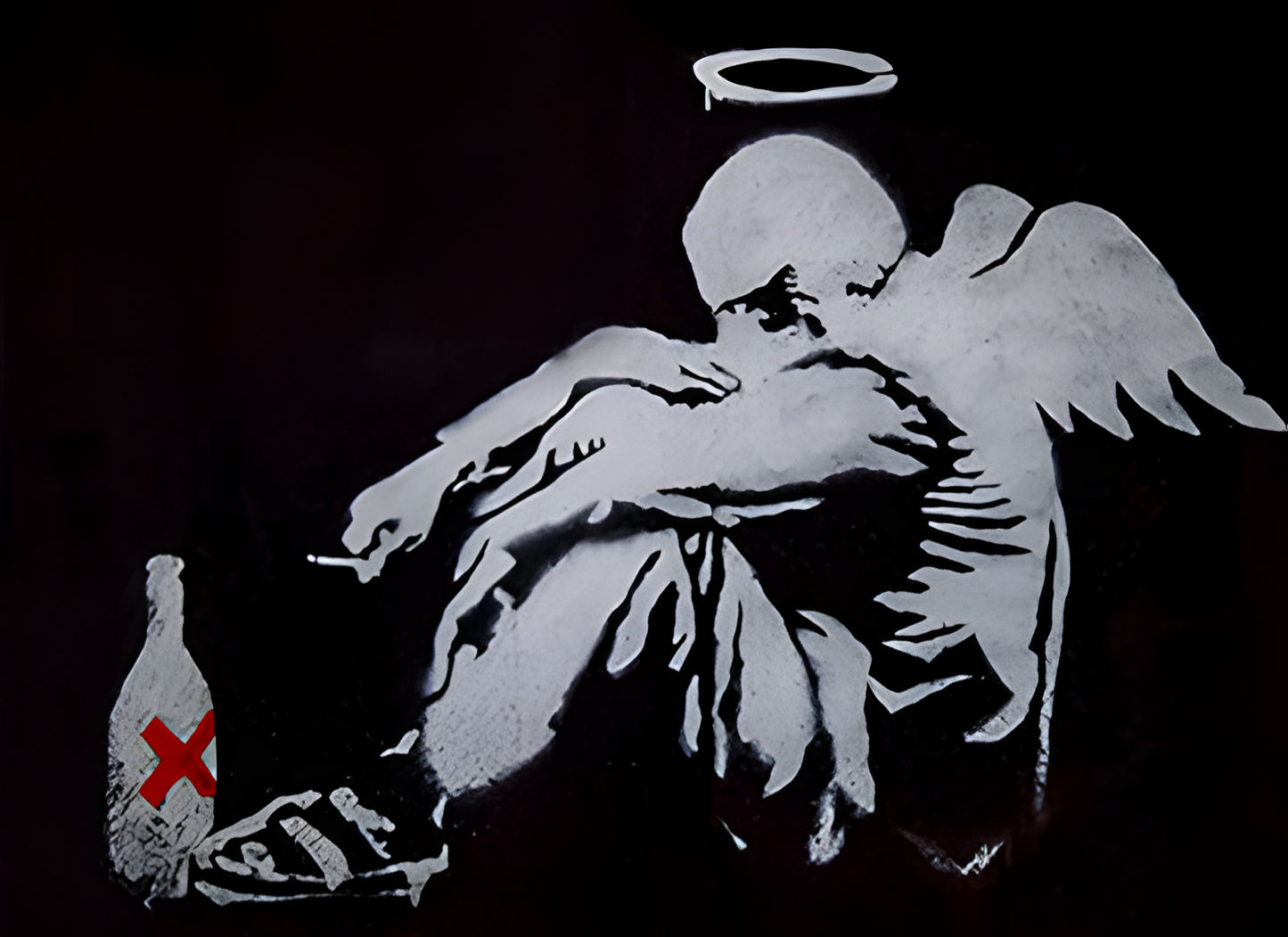 Banksy Art poster with multiple size and finish options. Fallen Angel