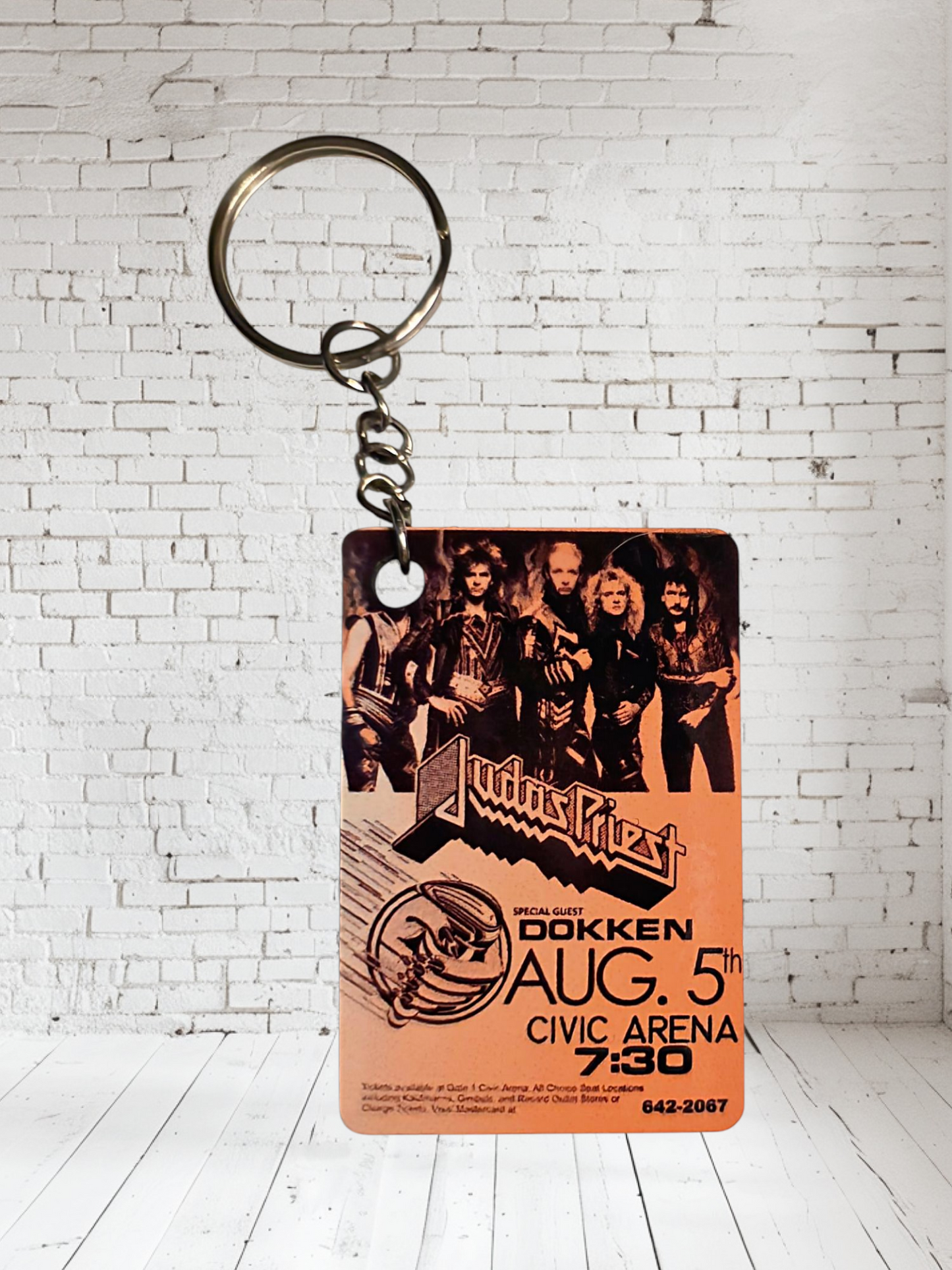 Judas Priest concert poster and album cover keychains. Multiple designs to choose from
