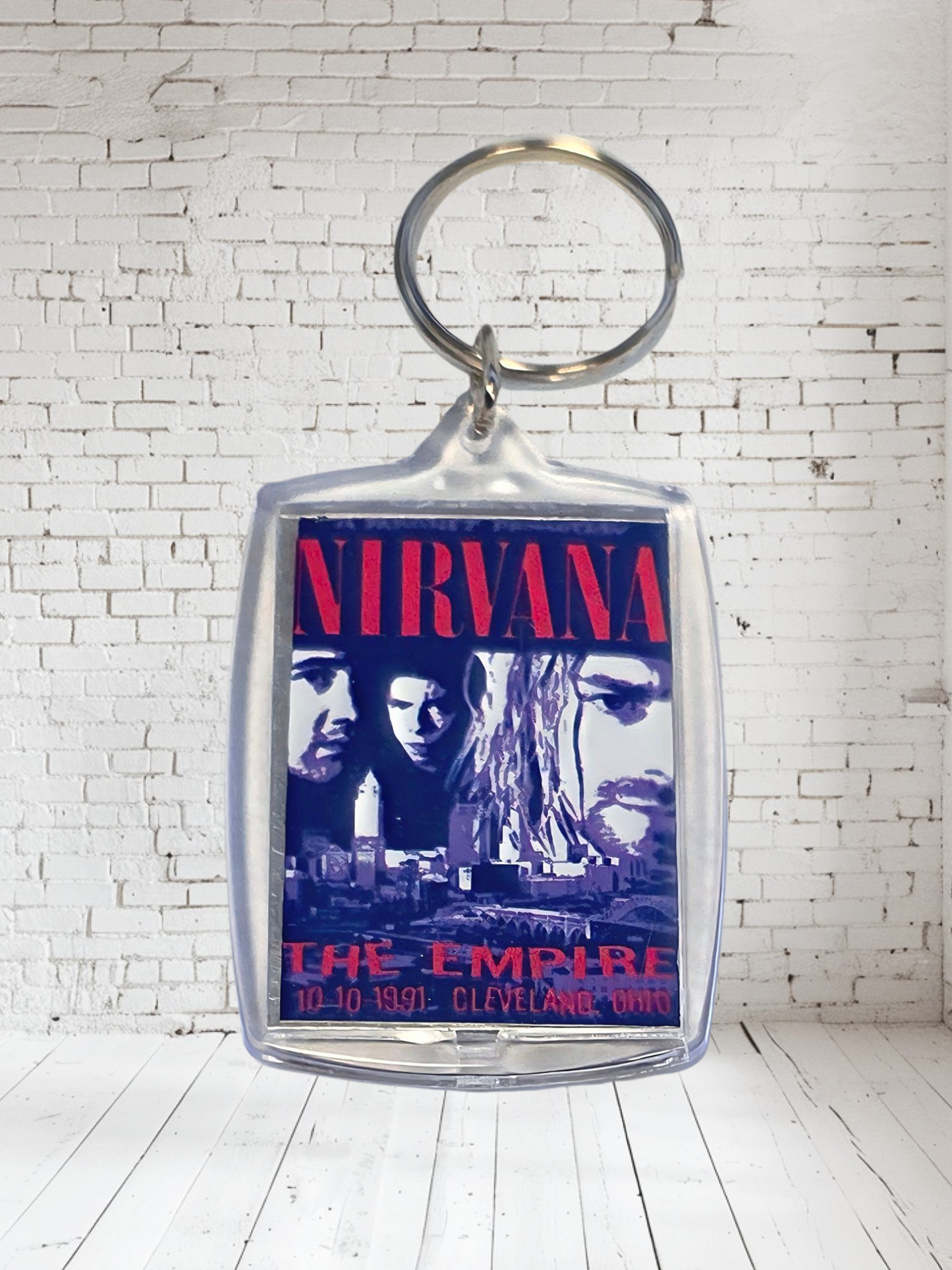 Nirvana concert poster and album cover keychains. Multiple designs to choose from