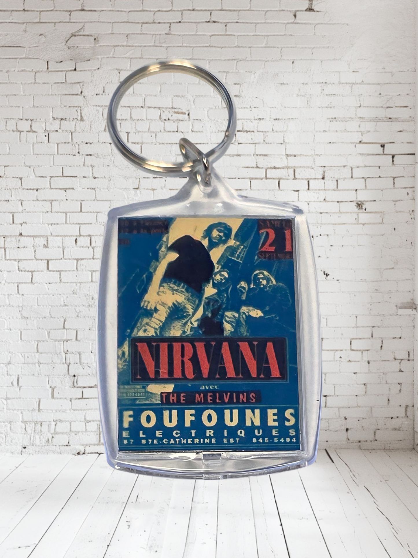 Nirvana concert poster and album cover keychains. Multiple designs to choose from