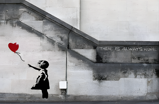 Banksy Art poster with multiple size and finish options. Girl with the Red Balloon