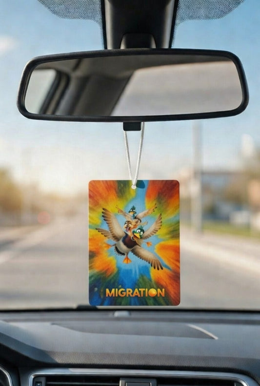 Migration Movie poster car air freshener. Many scents to choose from