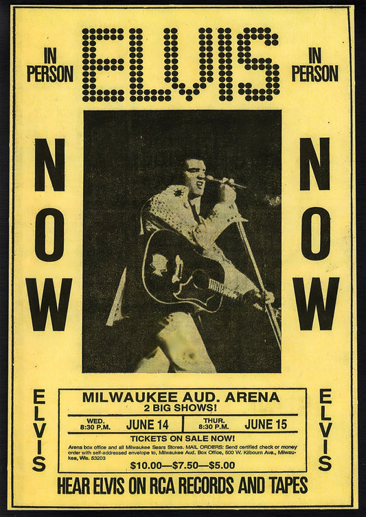 Concert poster with multiple size and finish options. Elvis Presley Milwaukee