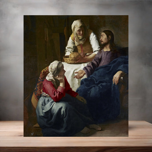 Museum painting poster with multiple size and finish options. Johannes Vermeer, Christ in the House of Martha and Mary