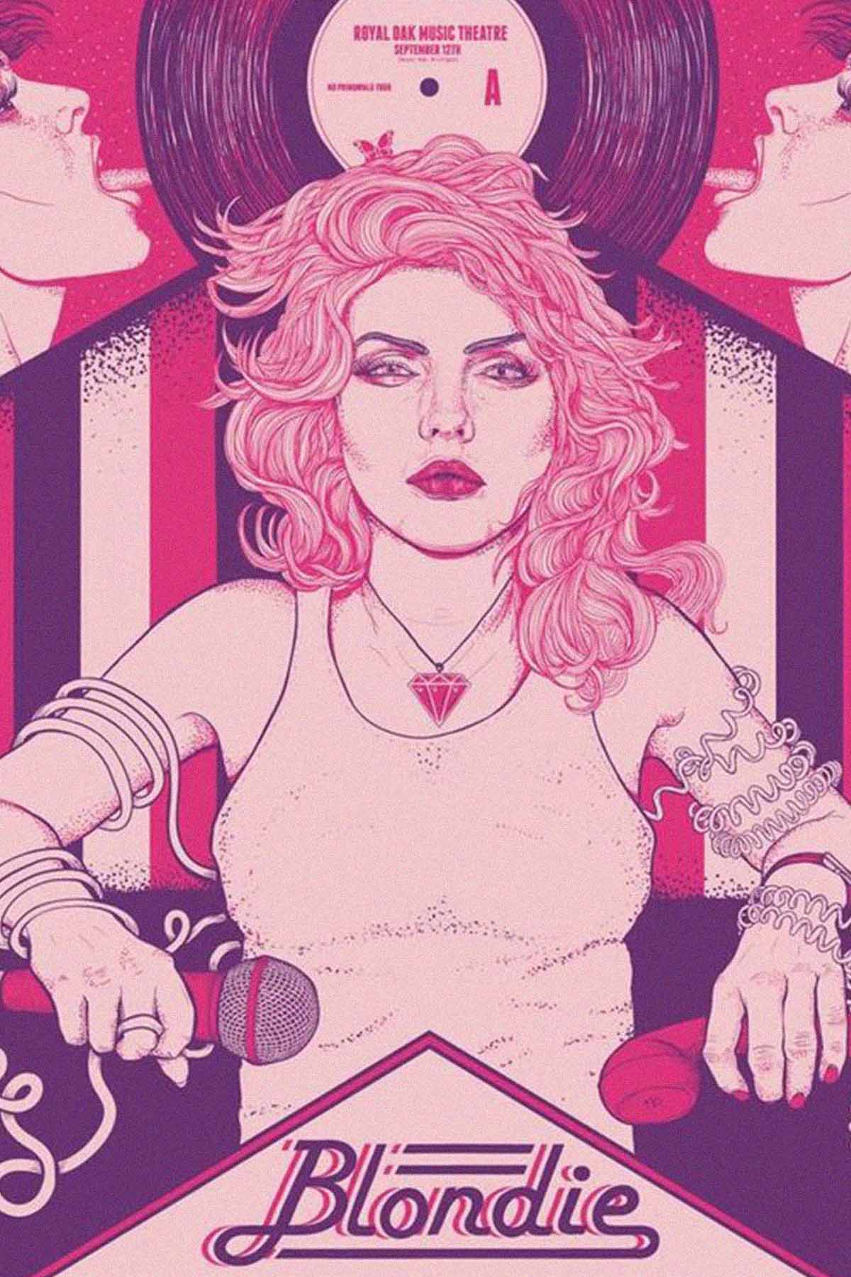 Concert poster with multiple size and finish options. Blondie Royal Oak Music Theatre