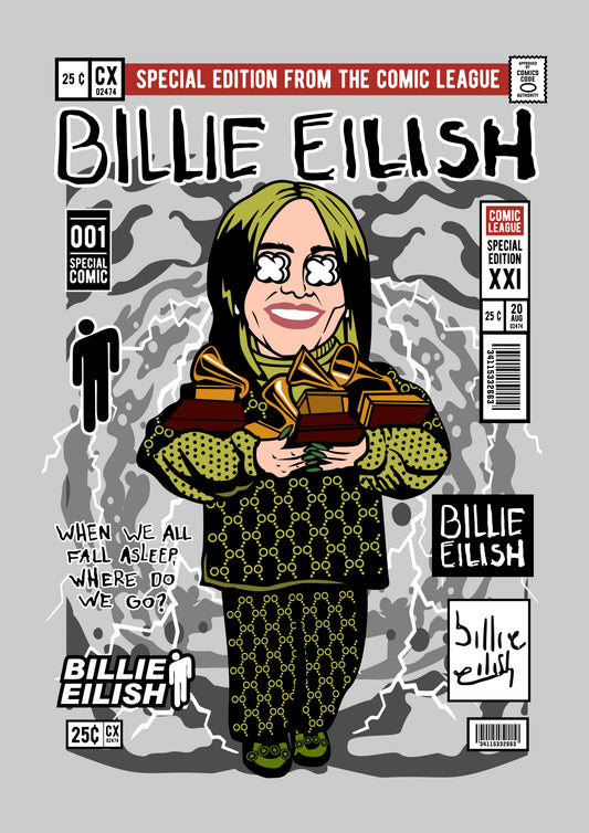 Funko Pop poster with multiple size and finish options. Billie Eilish