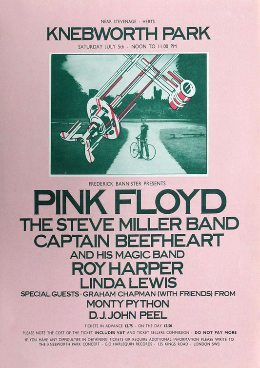 Concert poster with multiple size and finish options. Pink Floyd Knebworth Park