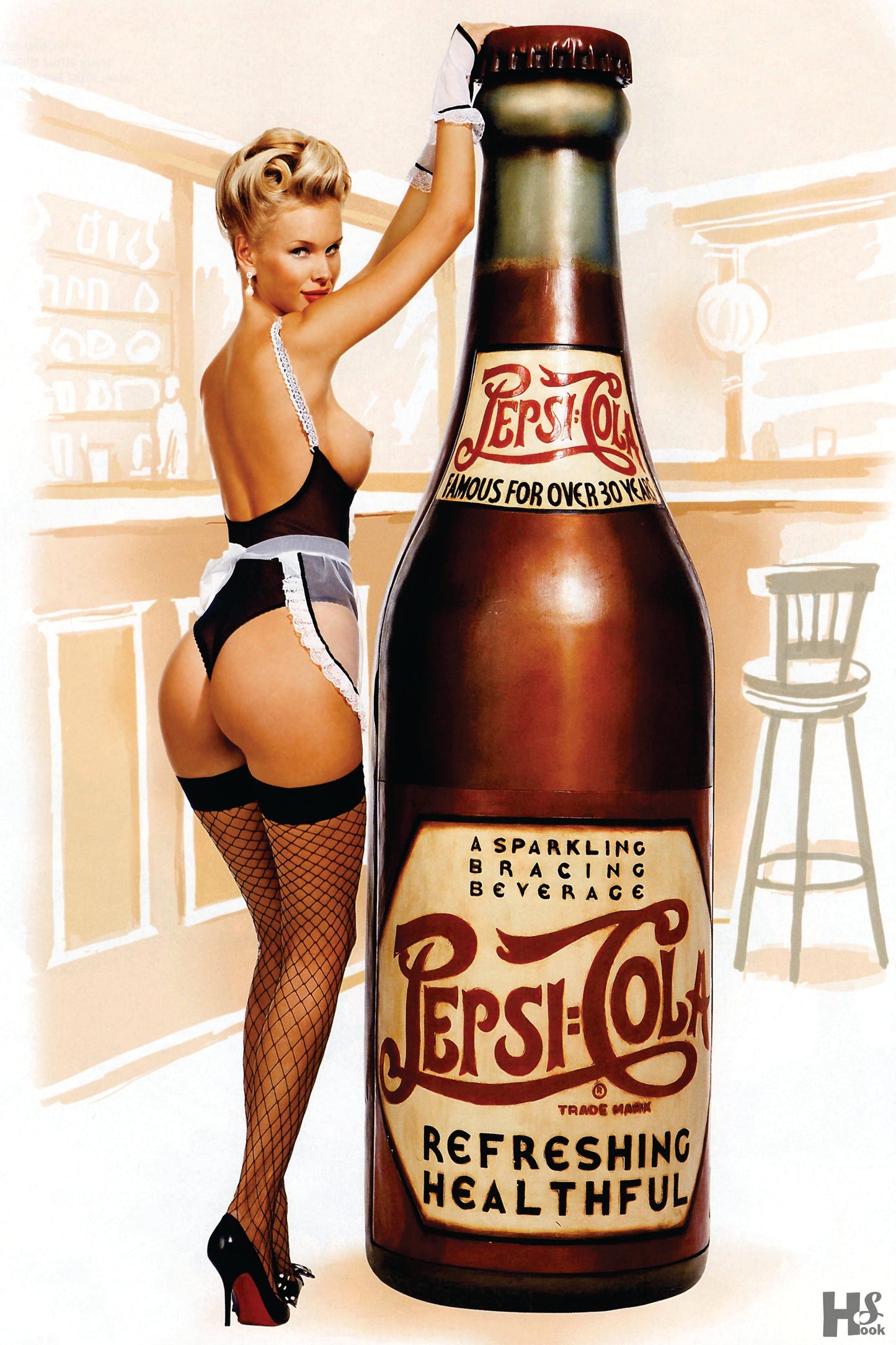 Pepsi Pin-up girl poster with multiple size and finish options.