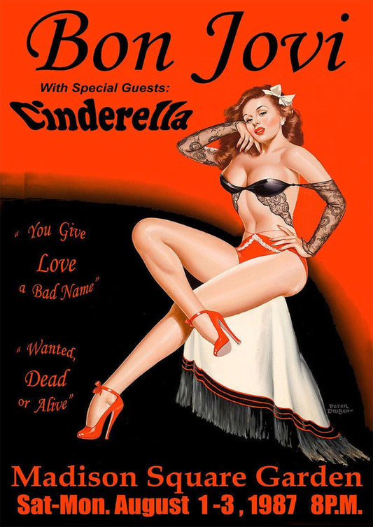 Concert poster with multiple size and finish options. Bon Jovi and Cinderella