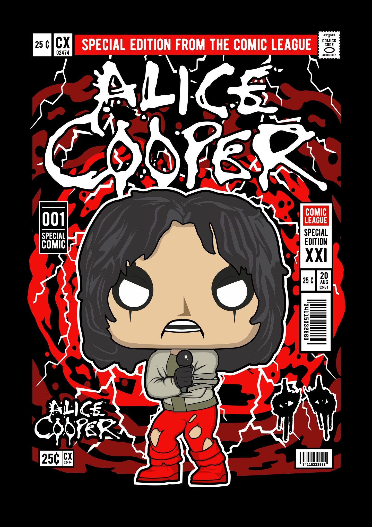 Funko Pop poster with multiple size and finish options. Alice Cooper v2