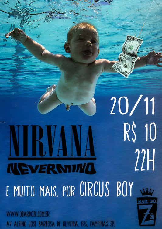 Concert poster with multiple size and finish options. Nirvana,  Nevermind