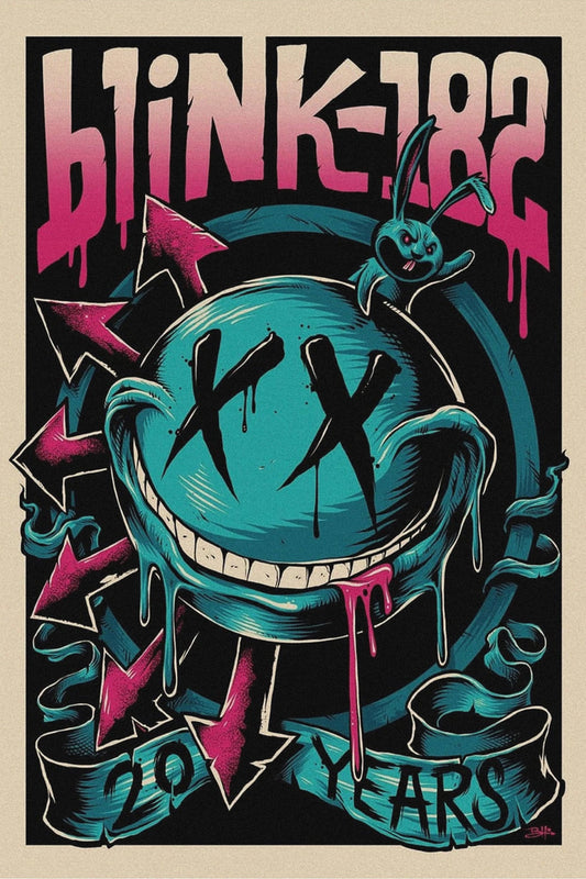 Concert poster with multiple size and finish options. Blink-182 20 years