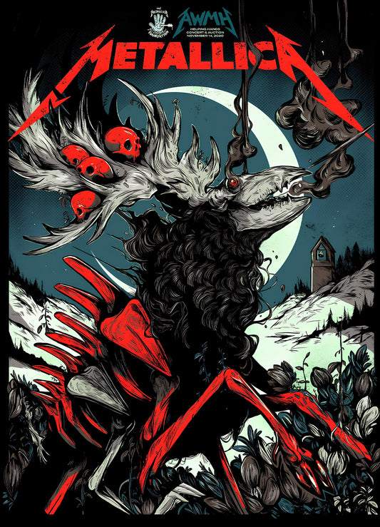Metallica concert poster with multiple size and finish options. A8