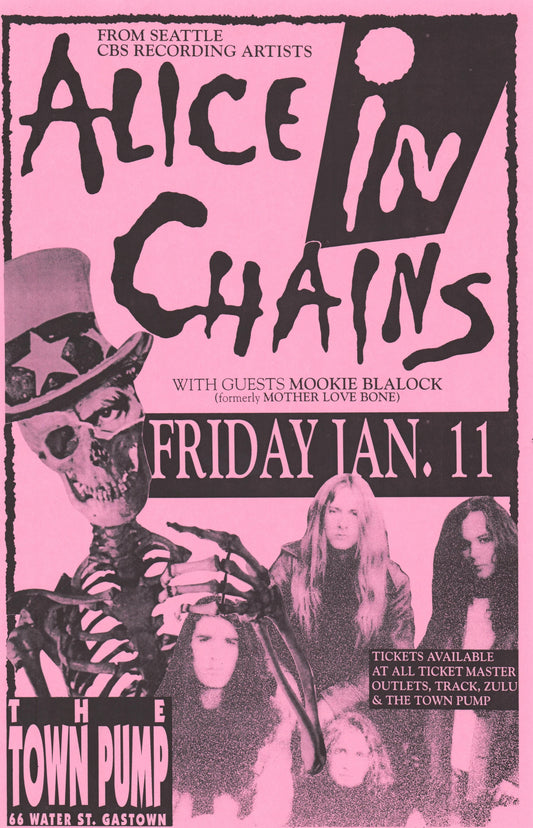 Concert poster with multiple size and finish options. Alice in Chains the Town Pump