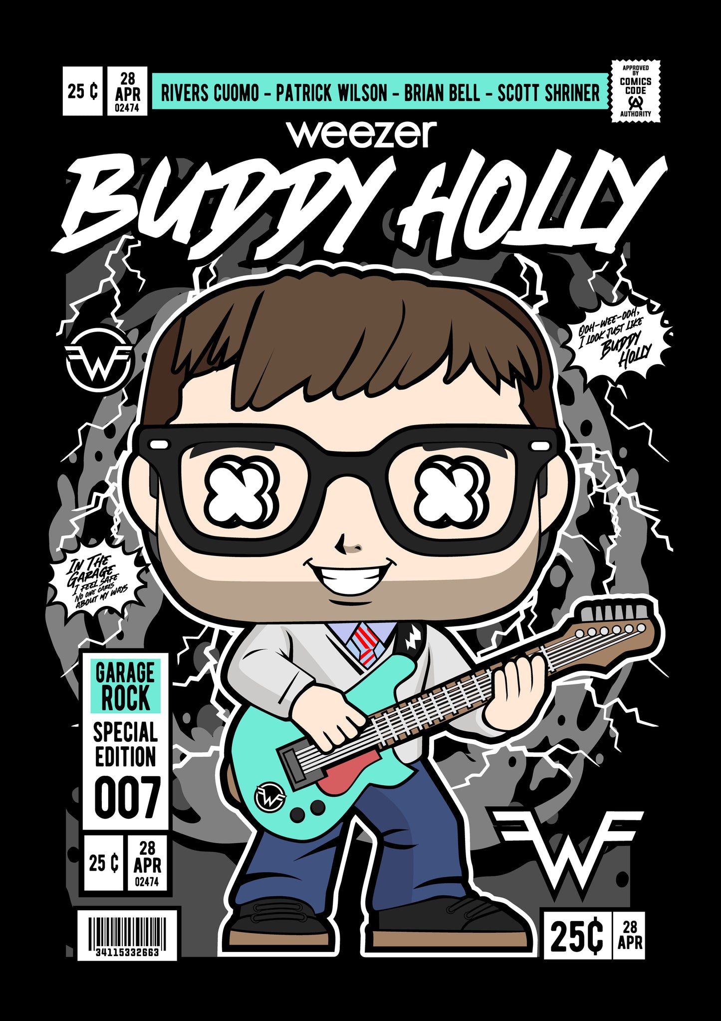 Funko Pop poster with multiple size and finish options. Weezer