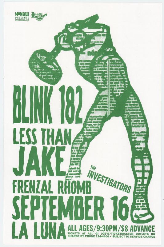 Concert poster with multiple size and finish options. Blink-182 and Less than Jake