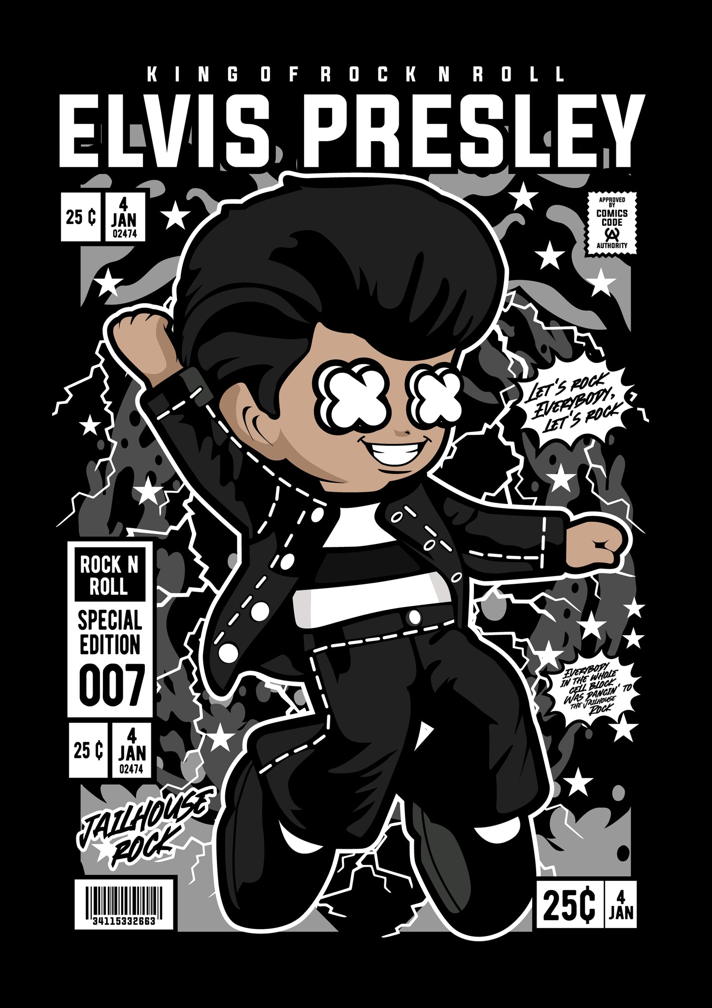 Funko Pop poster with multiple size and finish options. Elvis Presley