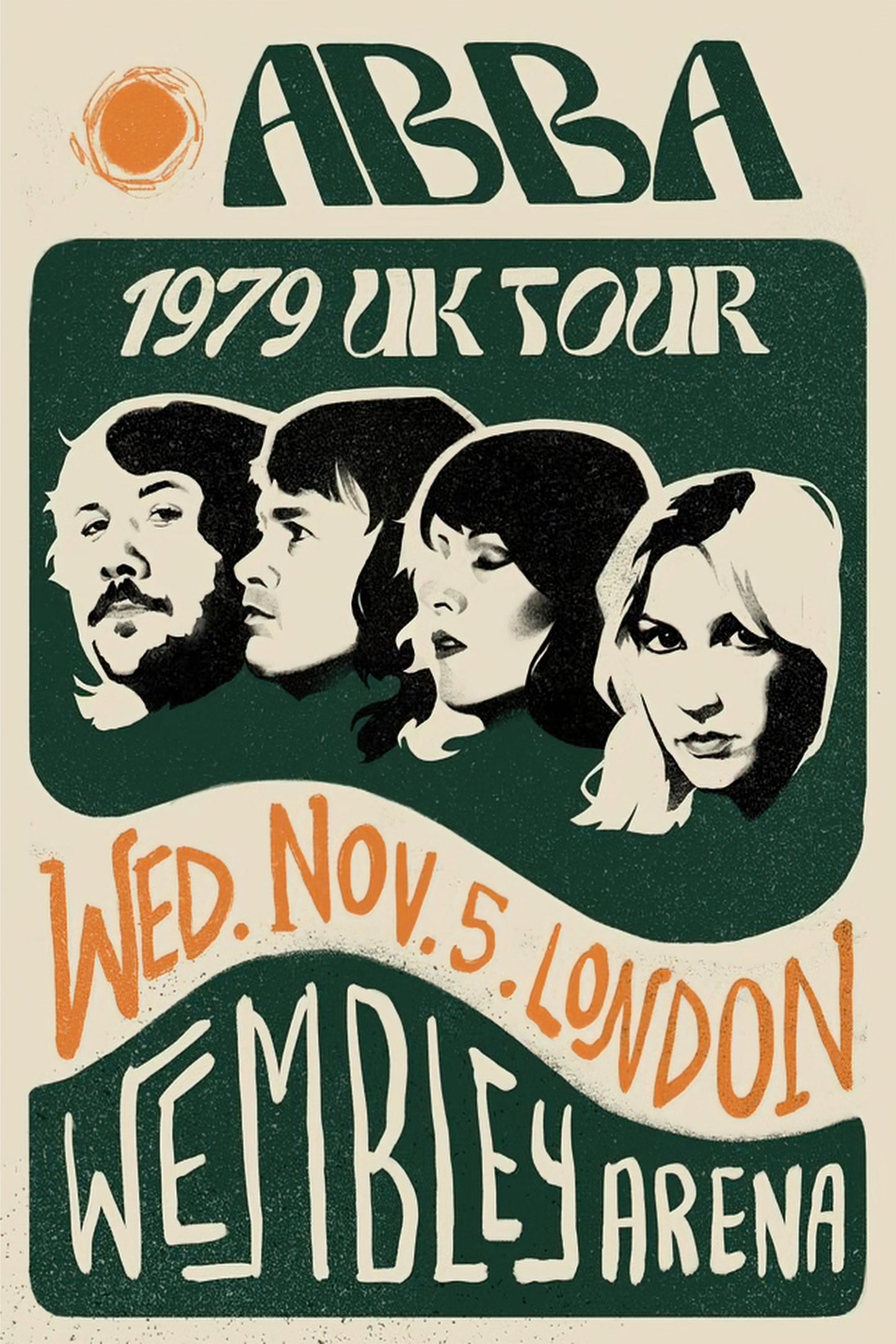 Concert poster with multiple size and finish options. ABBA Wembley Arena