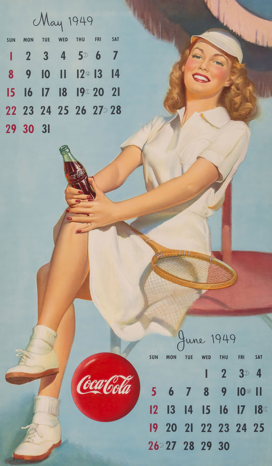 Gil Elvgren Pin-up girl poster with multiple size and finish options. 1949 Coca-Cola Calendar May June