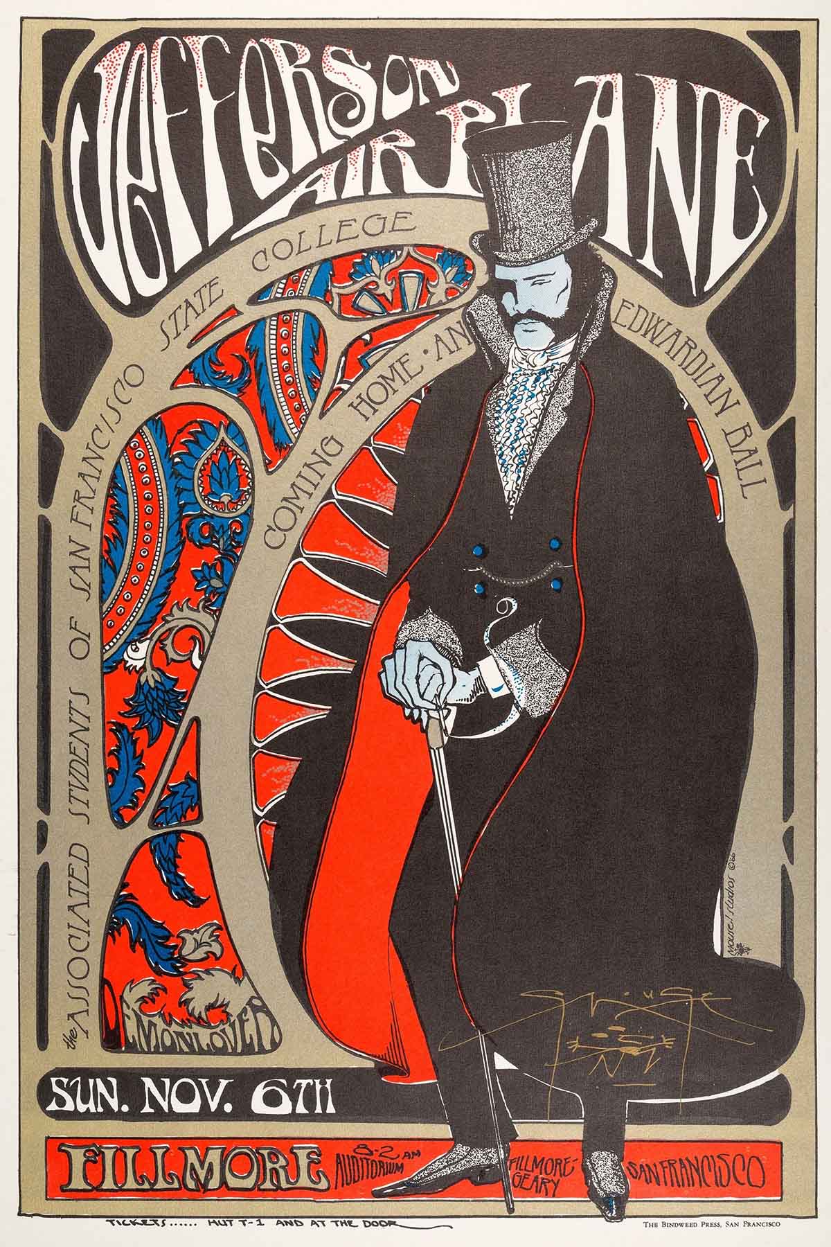 Concert poster with multiple size and finish options. Jefferson Airplane Fillmore