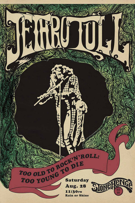 Concert poster with multiple size and finish options. Jethro Tull Stonehenge