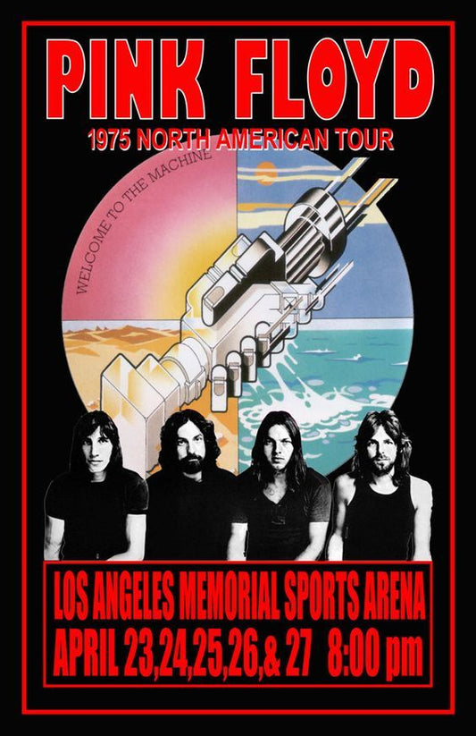 Concert poster with multiple size and finish options. Pink Floyd 1975 North American Tour