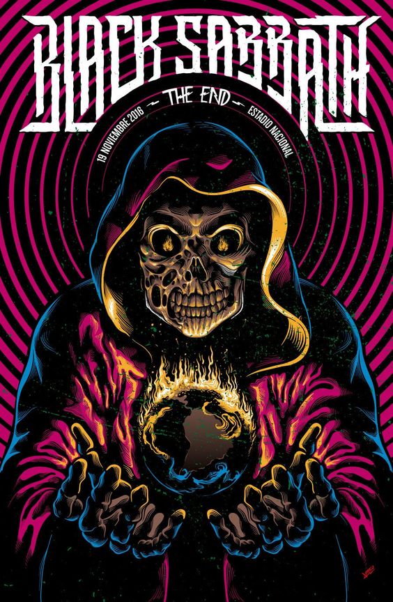 Concert poster with multiple size and finish options. Black Sabbath 2016 the End
