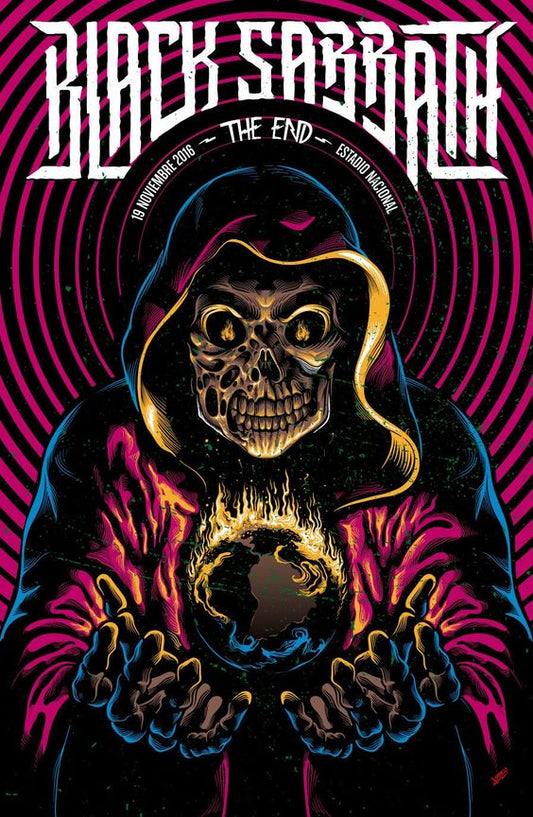Concert poster with multiple size and finish options. Black Sabbath 2016 the End