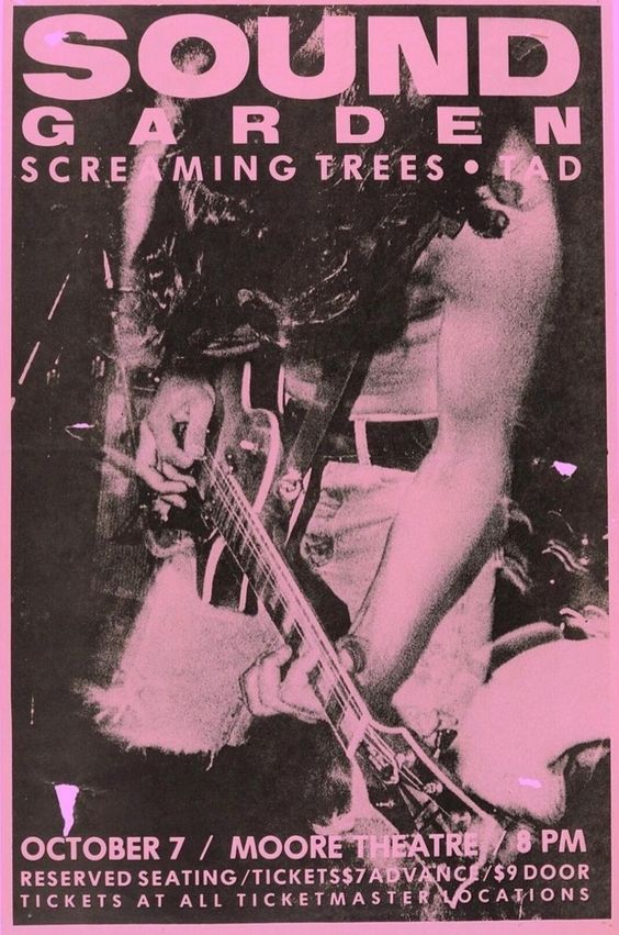 Concert poster with multiple size and finish options. Soundgarden and Screaming Trees