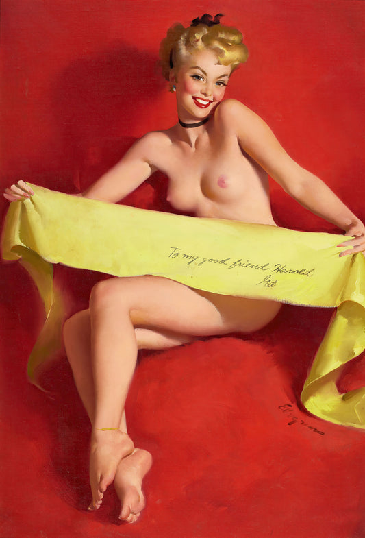 Gil Elvgren Pin-up girl poster with multiple size and finish options. Nude Good Friend