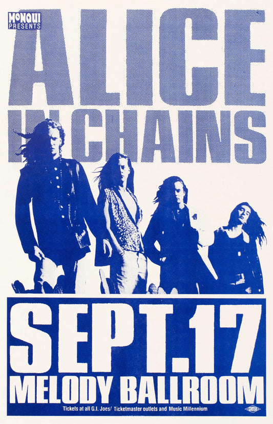 Concert poster with multiple size and finish options. Alice in Chains Melody Ballroom