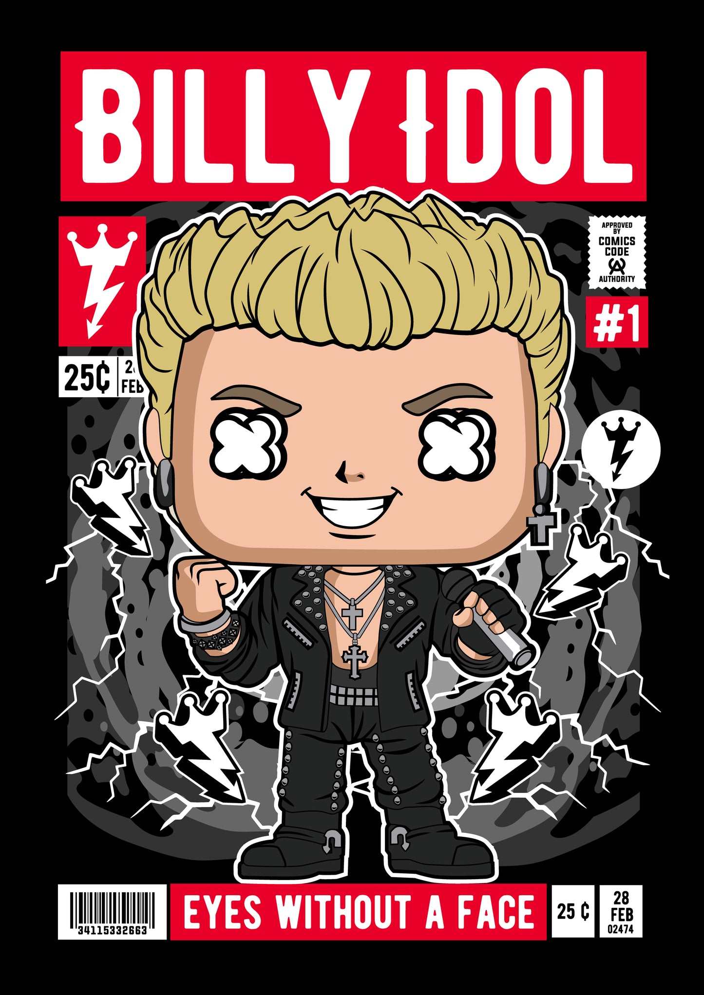 Funko Pop poster with multiple size and finish options. Billy Idol