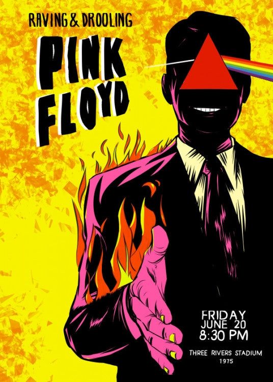 Concert poster with multiple size and finish options. Pink Floyd 1975 Three Rivers Stadium Pittsburgh