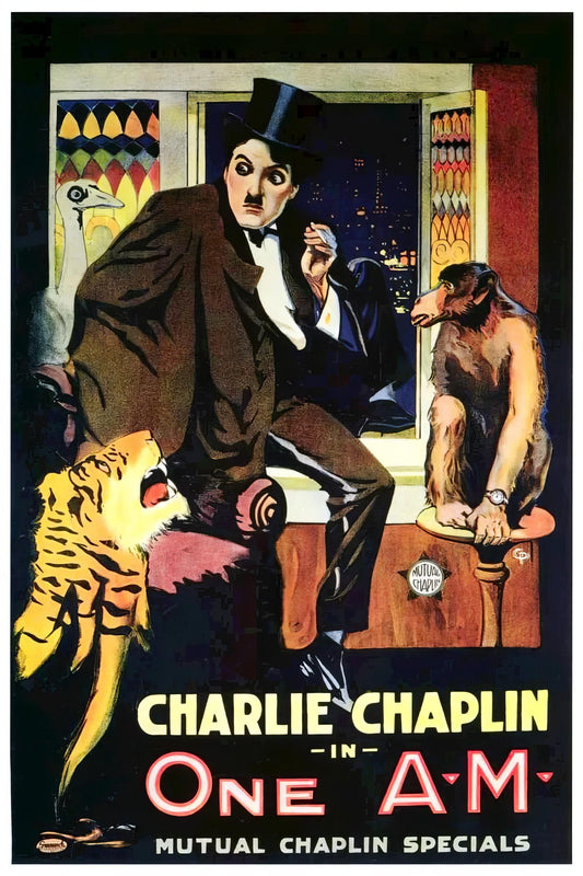 Charlie Chaplin in One A.M. 13"x 19" movie poster.