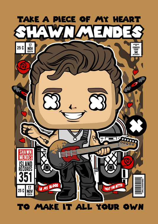 Funko Pop poster with multiple size and finish options. Shawn Mendes