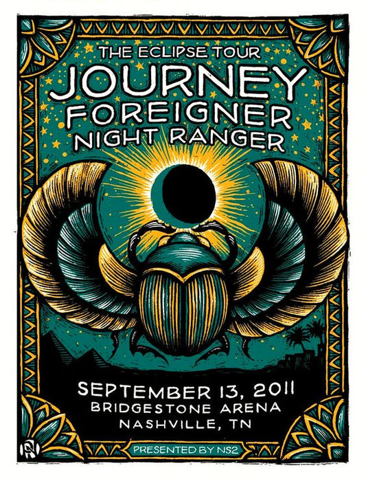 Concert poster with multiple size and finish options. Journey,  Foreigner and Night Ranger
