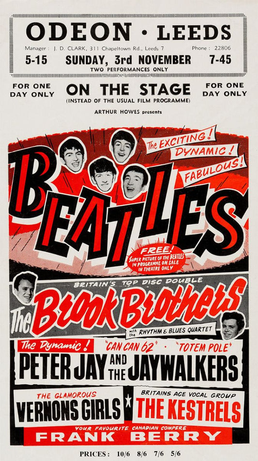 Concert poster with multiple size and finish options. The Beatles Leeds