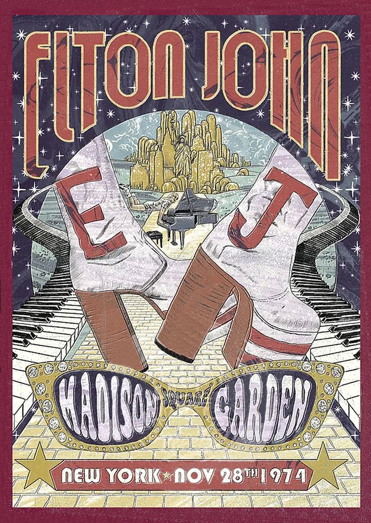 Concert poster with multiple size and finish options. Elton John 1973 Madison Square Garden